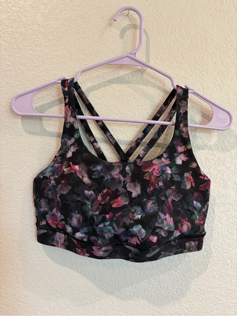 Lululemon Black Multicolor Floral Strappy Sports Bra